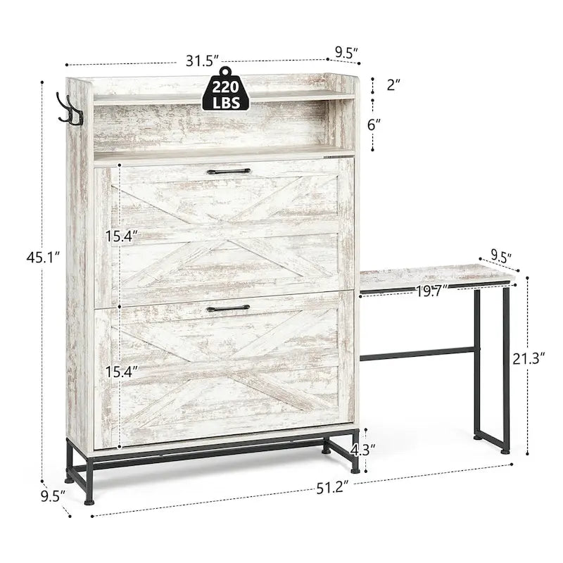 Scarpiera, Scarpiera da Ingresso, Mobile Contenitore da Balcone, Scarpiera Grande Capacità, Bianco