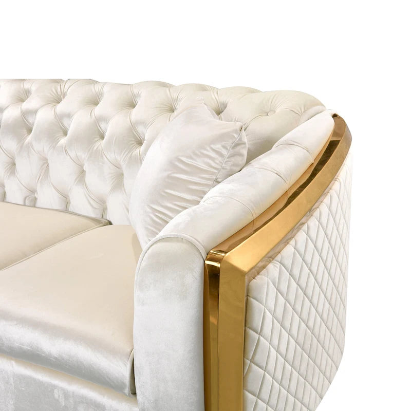 84 divani Chesterfield di lusso in velluto con profili dorati