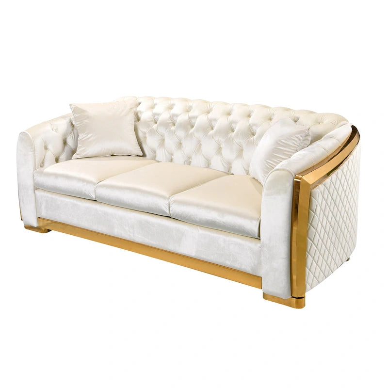 84 divani Chesterfield di lusso in velluto con profili dorati
