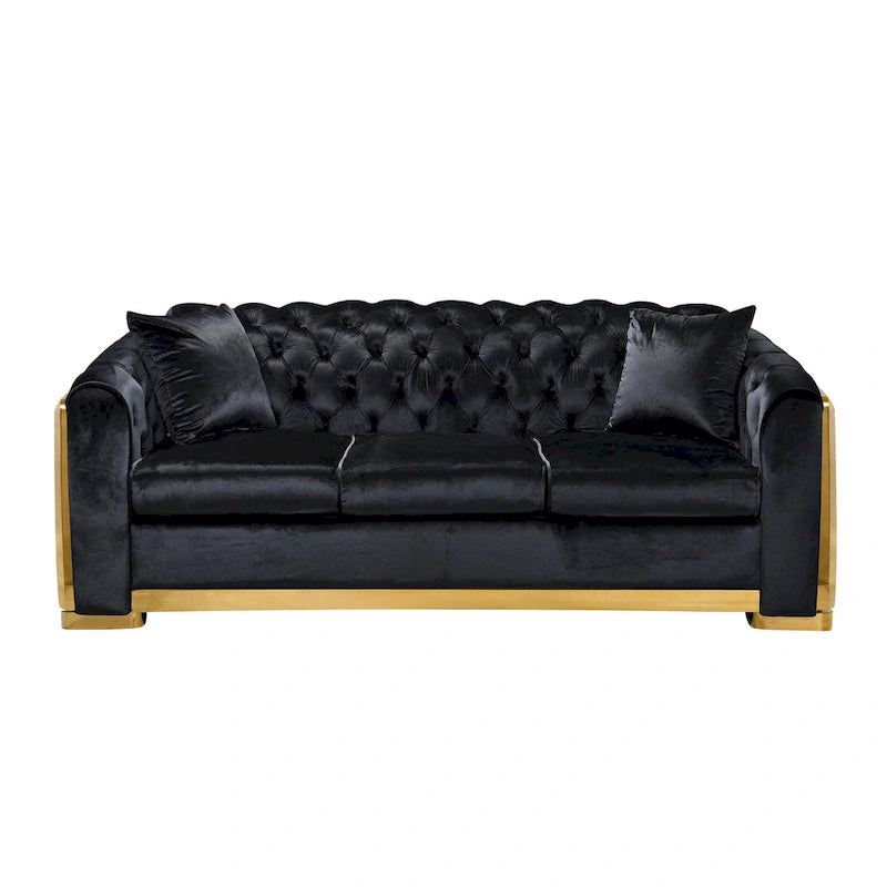 84 divani Chesterfield di lusso in velluto con profili dorati