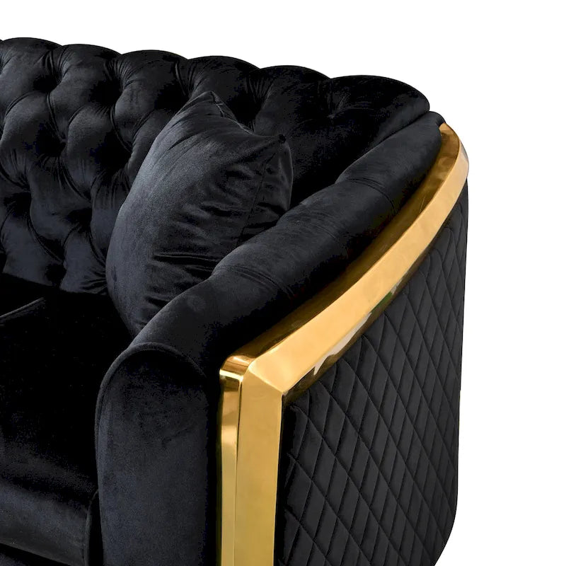 84 divani Chesterfield di lusso in velluto con profili dorati