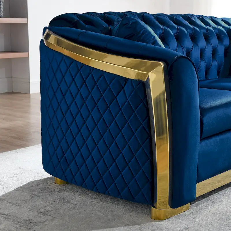 84 divani Chesterfield di lusso in velluto con profili dorati