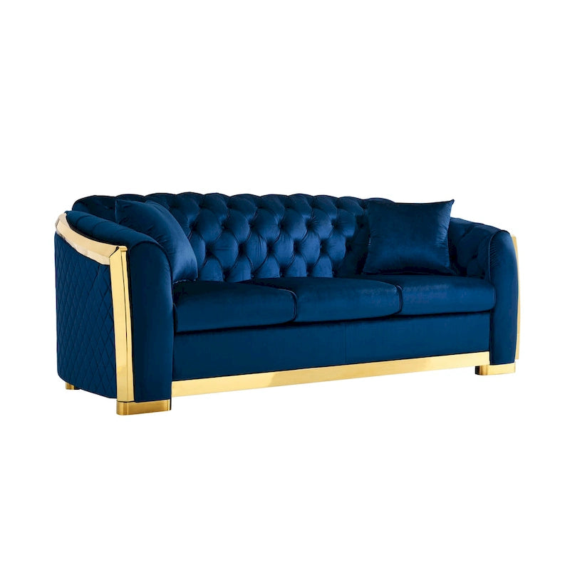 84 divani Chesterfield di lusso in velluto con profili dorati