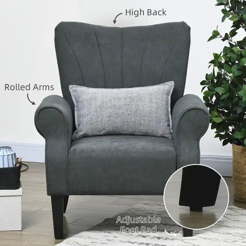 Poltrona moderna da 31.5 pollici con gambe in legno