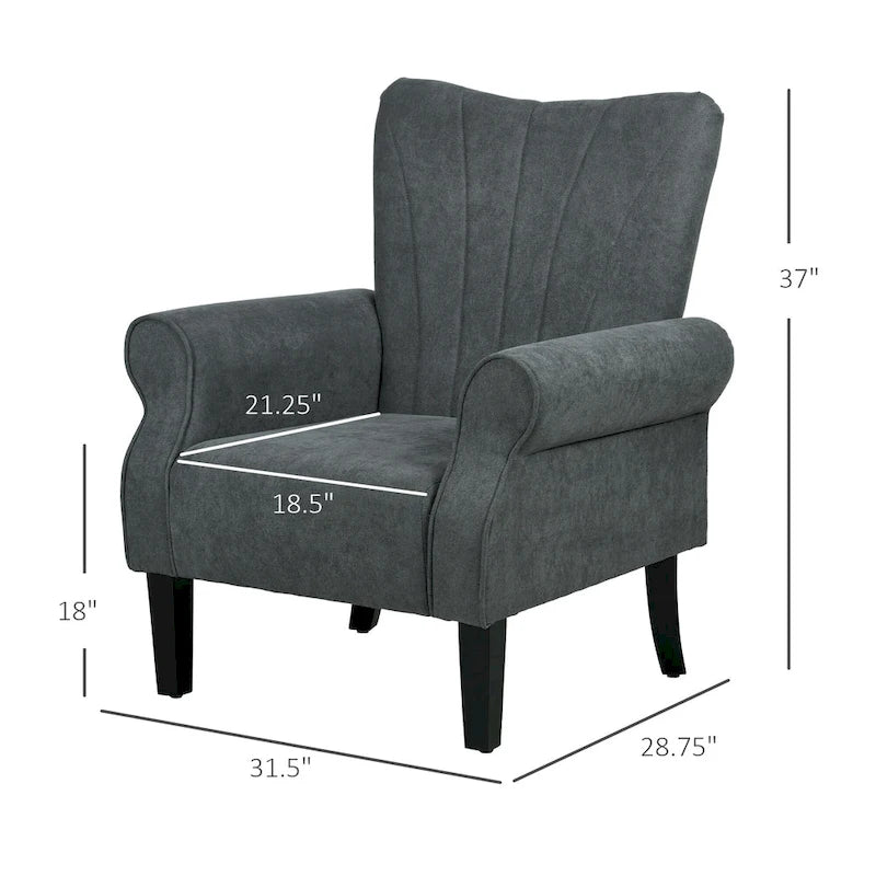 Poltrona moderna da 31.5 pollici con gambe in legno
