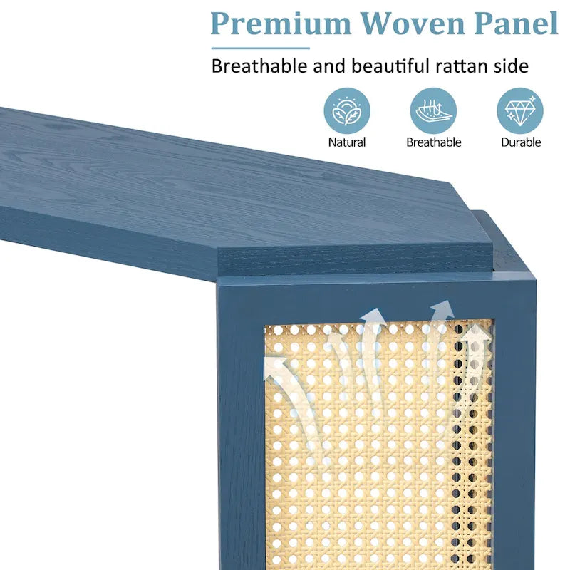 Consolle a forma di freccia Tavolino d'ingresso con ripiano aperto, Tavolino in rattan Tavolino d'accento per soggiorno corridoio