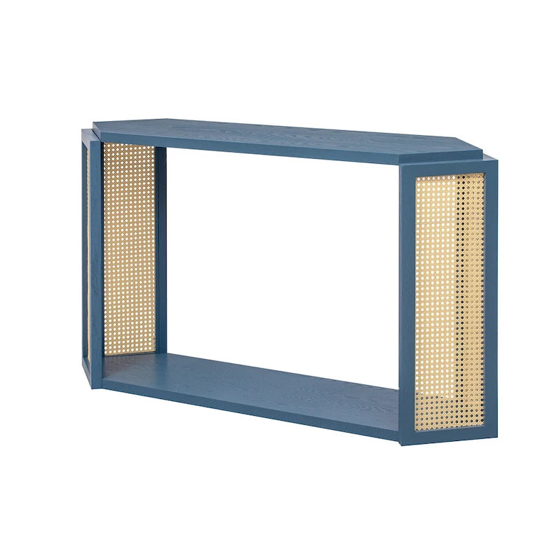 Consolle a forma di freccia Tavolino d'ingresso con ripiano aperto, Tavolino in rattan Tavolino d'accento per soggiorno corridoio