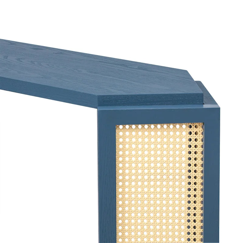 Consolle a forma di freccia Tavolino d'ingresso con ripiano aperto, Tavolino in rattan Tavolino d'accento per soggiorno corridoio