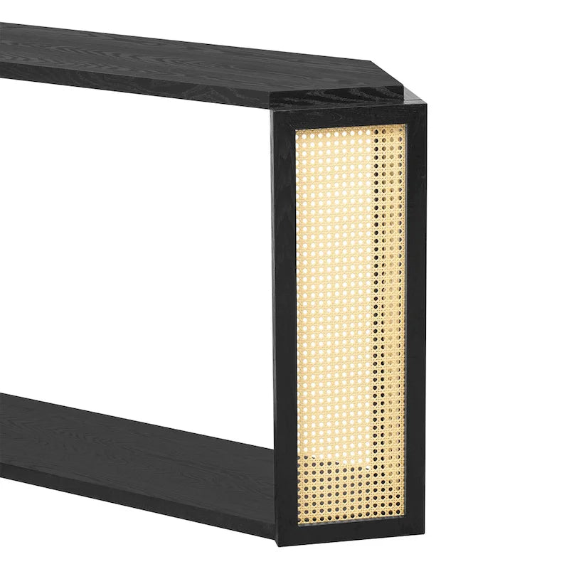 Consolle a forma di freccia Tavolino d'ingresso con ripiano aperto, Tavolino in rattan Tavolino d'accento per soggiorno corridoio