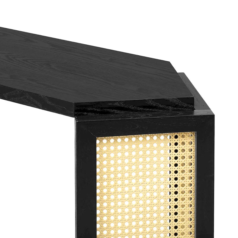 Consolle a forma di freccia Tavolino d'ingresso con ripiano aperto, Tavolino in rattan Tavolino d'accento per soggiorno corridoio