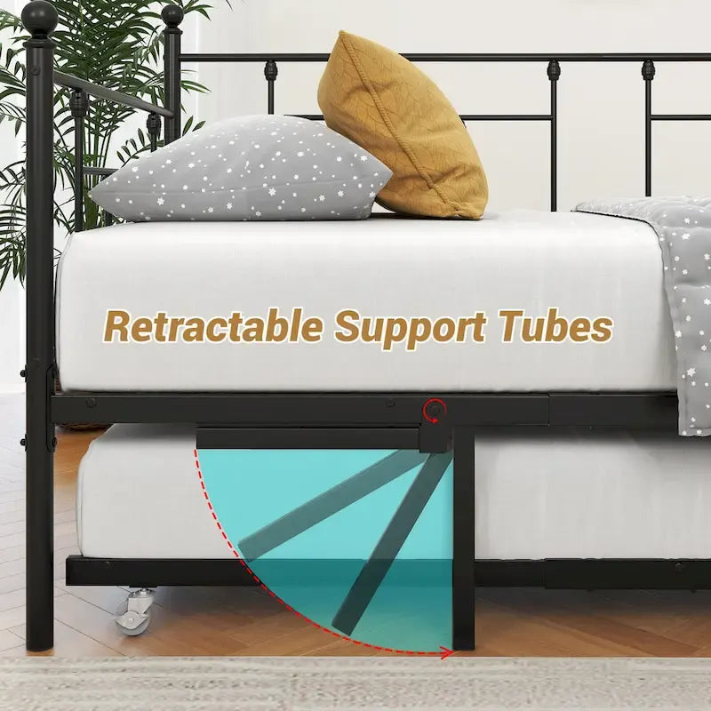 Daybed in metallo matrimoniale in stile moderno con letto estraibile per bambini o ospiti per la camera da letto