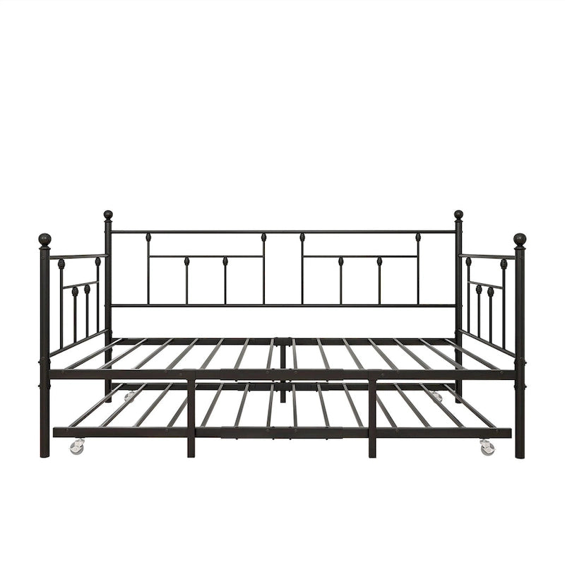 Daybed in metallo matrimoniale in stile moderno con letto estraibile per bambini o ospiti per la camera da letto