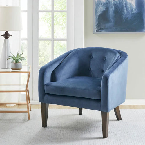 Madison Park Cora Blue Upholstered Tufted Mid-Century Accent Chair