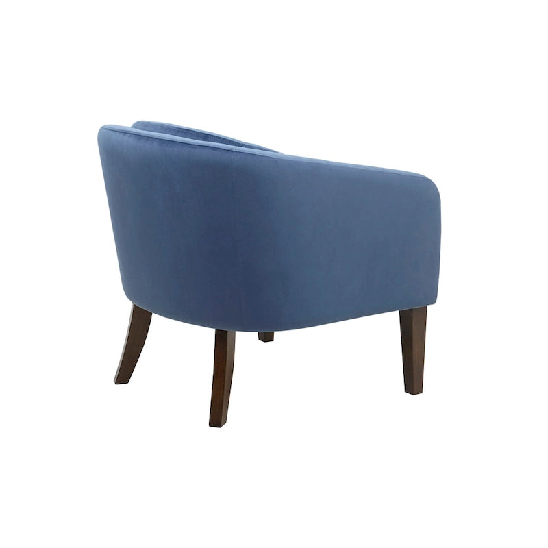 Poltrona imbottita blu capitonné in stile Mid-Century