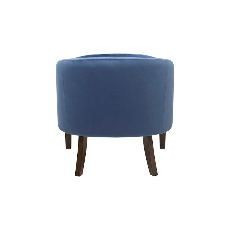 Poltrona imbottita blu capitonné in stile Mid-Century