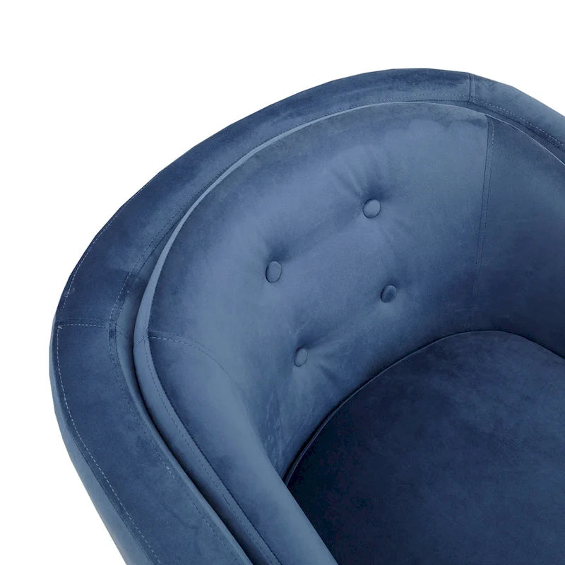 Poltrona imbottita blu capitonné in stile Mid-Century