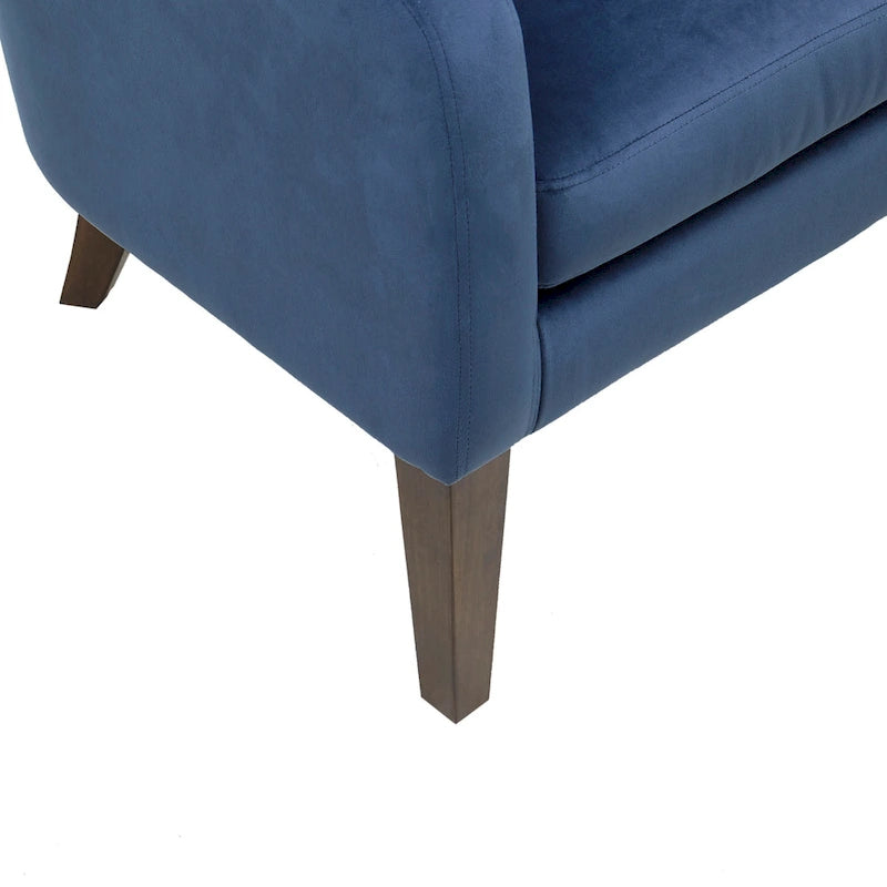 Poltrona imbottita blu capitonné in stile Mid-Century