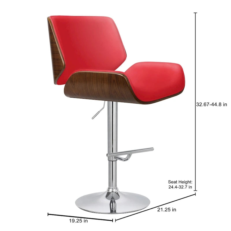 Sgabello da Bar Regolabile in Altezza, Rivestimento in PU, Base Cromata