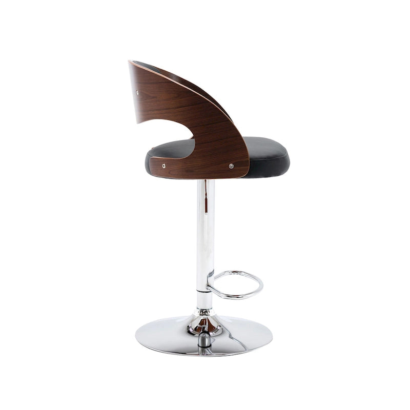 Porthos Home Ezra Height Adjustable Bar Stool, PU Leather, Chrome Base