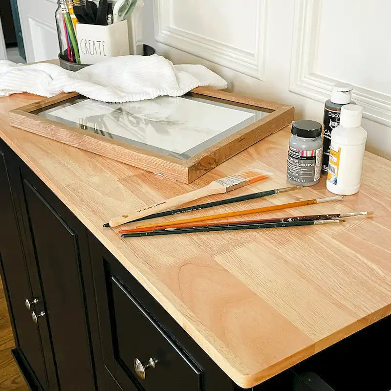 Carrello da Cucina con Piano a Scomparsa e Top in Legno di Gomma, Mobiletto Carrello da Cucina su Ruote