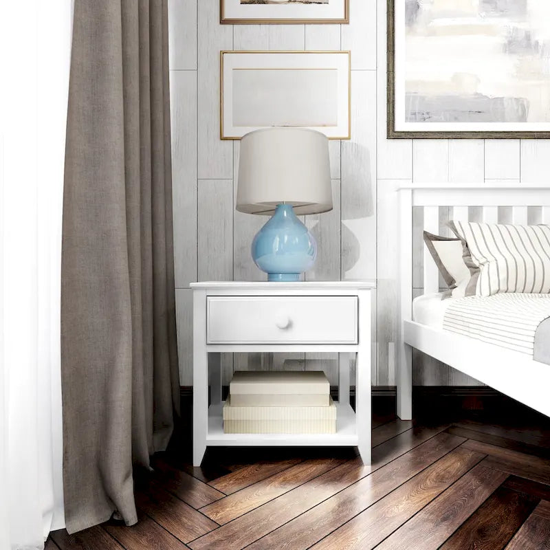 Plank and Beam Nightstand with Drawer and Shelf