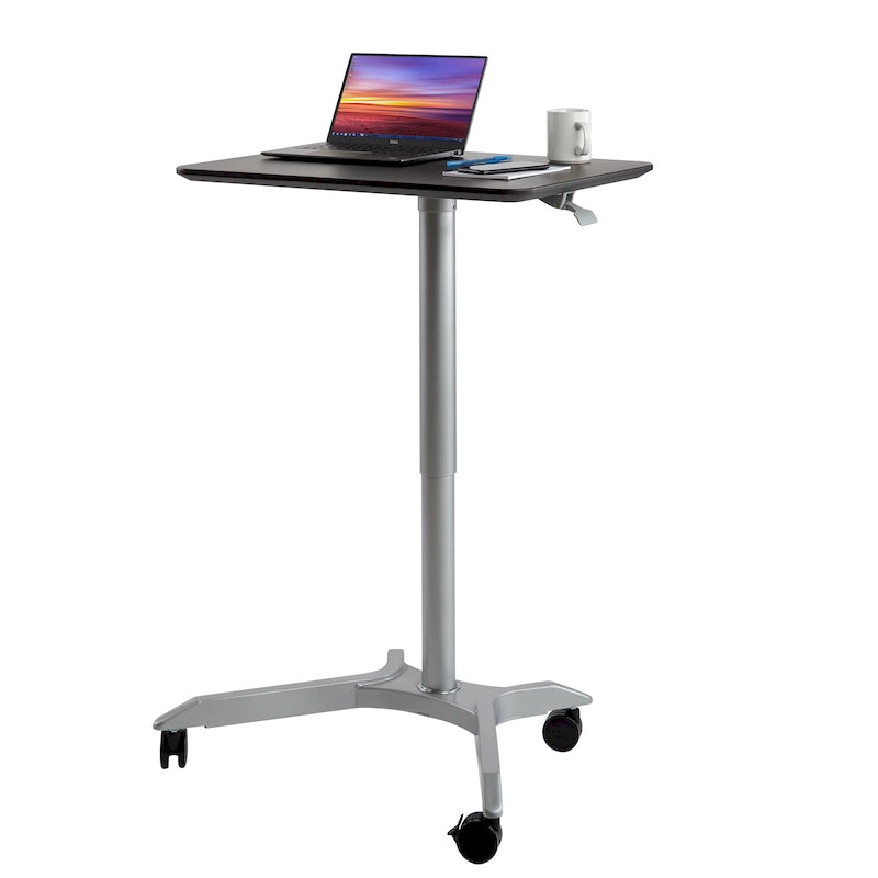 Carrello/scrivania mobile per laptop con altezza regolabile pneumaticamente, per lavorare sia seduti che in piedi