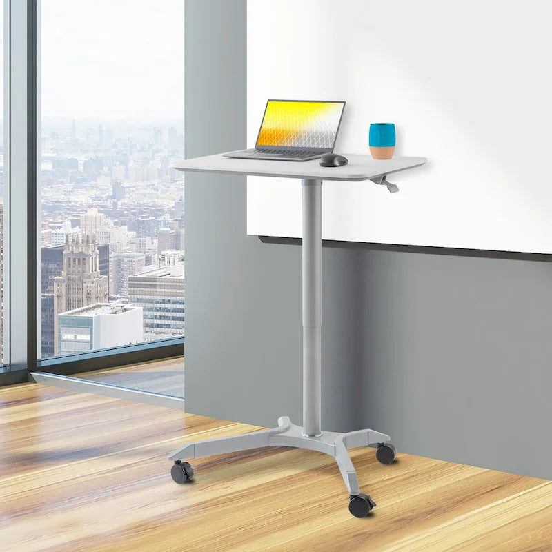 Carrello/scrivania mobile per laptop con altezza regolabile pneumaticamente, per lavorare sia seduti che in piedi