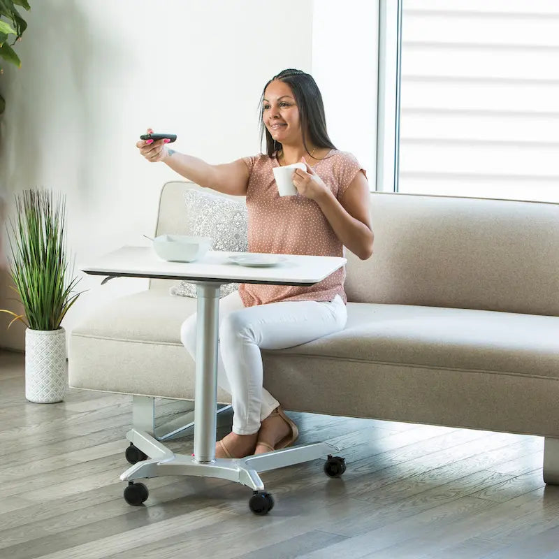 Carrello/scrivania mobile per laptop con altezza regolabile pneumaticamente, per lavorare sia seduti che in piedi
