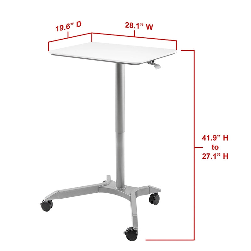 Carrello/scrivania mobile per laptop con altezza regolabile pneumaticamente, per lavorare sia seduti che in piedi