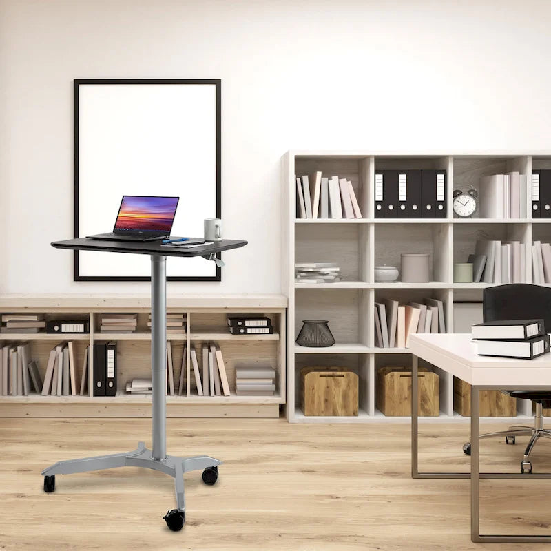 Carrello/scrivania mobile per laptop con altezza regolabile pneumaticamente, per lavorare sia seduti che in piedi