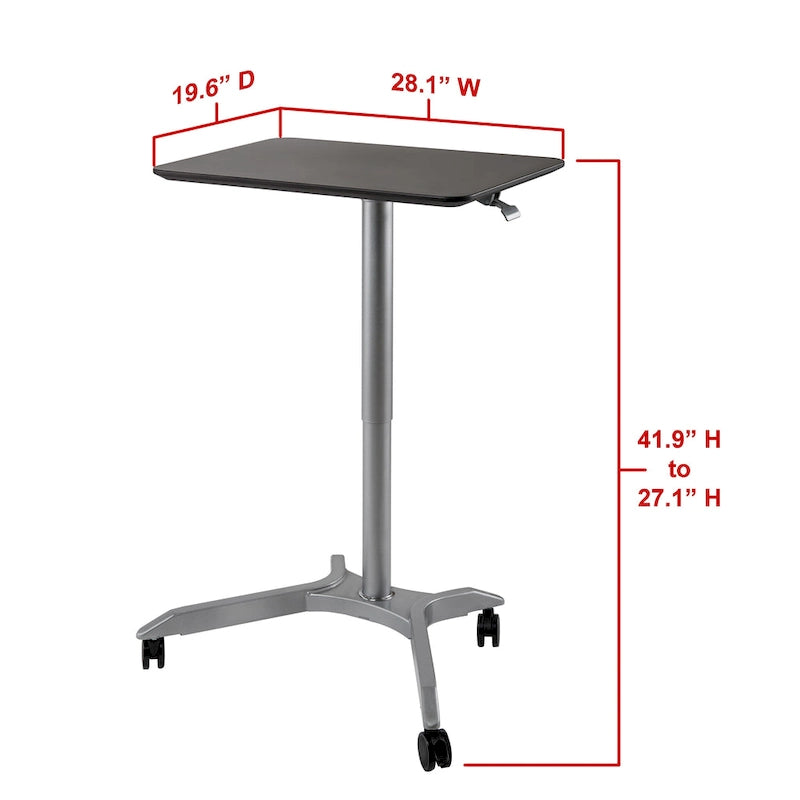 Carrello/scrivania mobile per laptop con altezza regolabile pneumaticamente, per lavorare sia seduti che in piedi