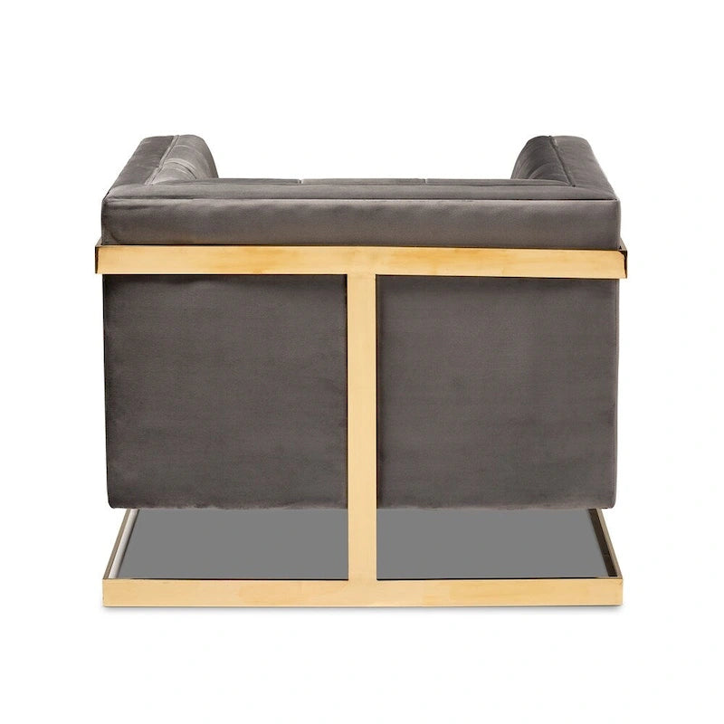 Poltrona in Tessuto Glam Velvet con Struttura Color Oro