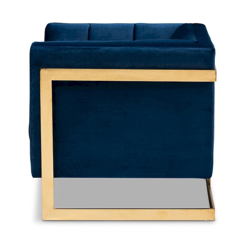 Poltrona in Tessuto Glam Velvet con Struttura Color Oro