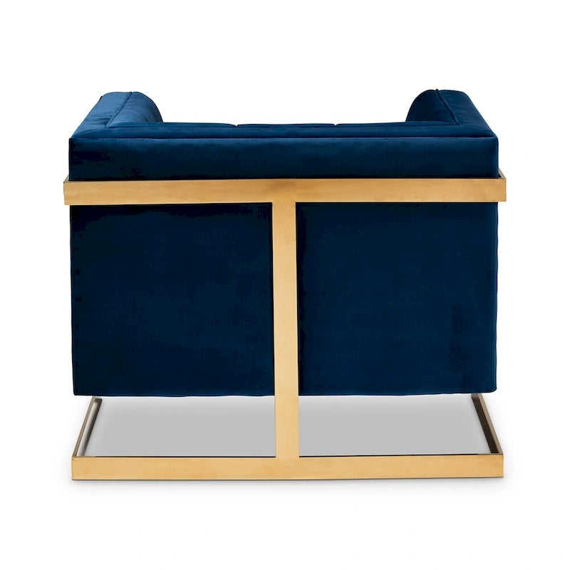 Poltrona in Tessuto Glam Velvet con Struttura Color Oro