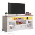 Mobile TV a colonna con LED in stile rustico, per TV fino a 65 pollici, con ante in acrilico