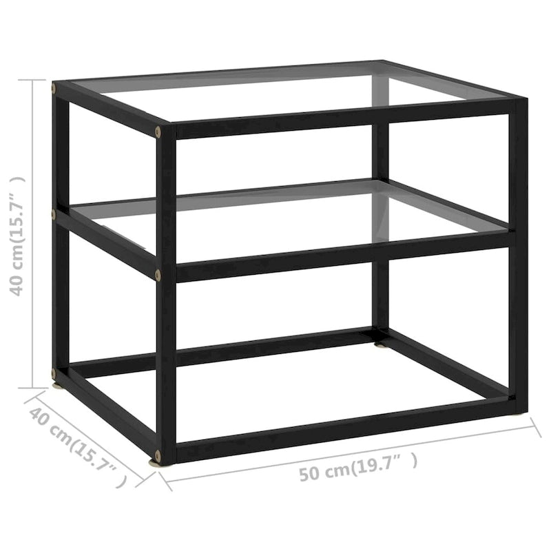 Tavolino console in vetro temperato trasparente 50x40x40 cm