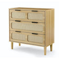 Modern Rattan 3-Drawer Dresser for Home and Office Storage