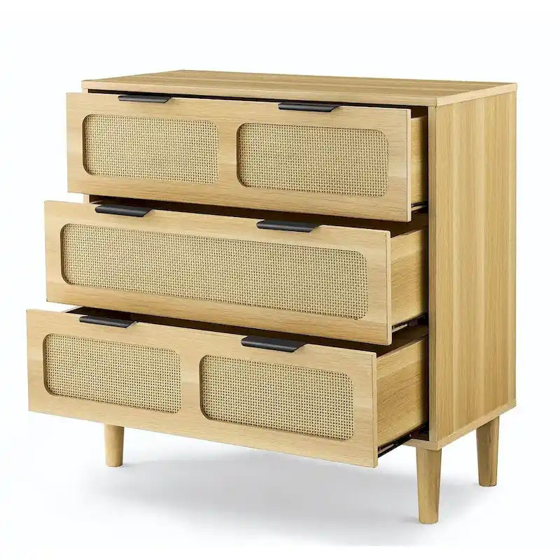 Cassettiera a 3 cassetti in rattan moderno per la casa e l'ufficio