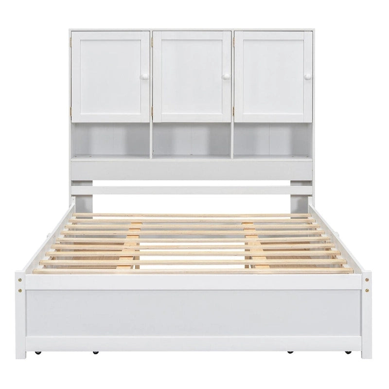 Letto a piattaforma Queen Size con testiera contenitore e 4 cassetti