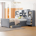 Struttura letto a piattaforma in legno matrimoniale con armadio verticale all-in-one e 4 cassetti su ogni lato