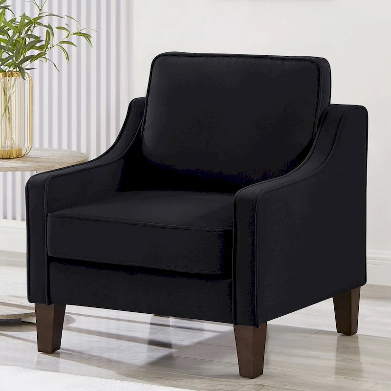 Poltrona d'Appoggio Rivestita in Velluto con Gambe in Legno