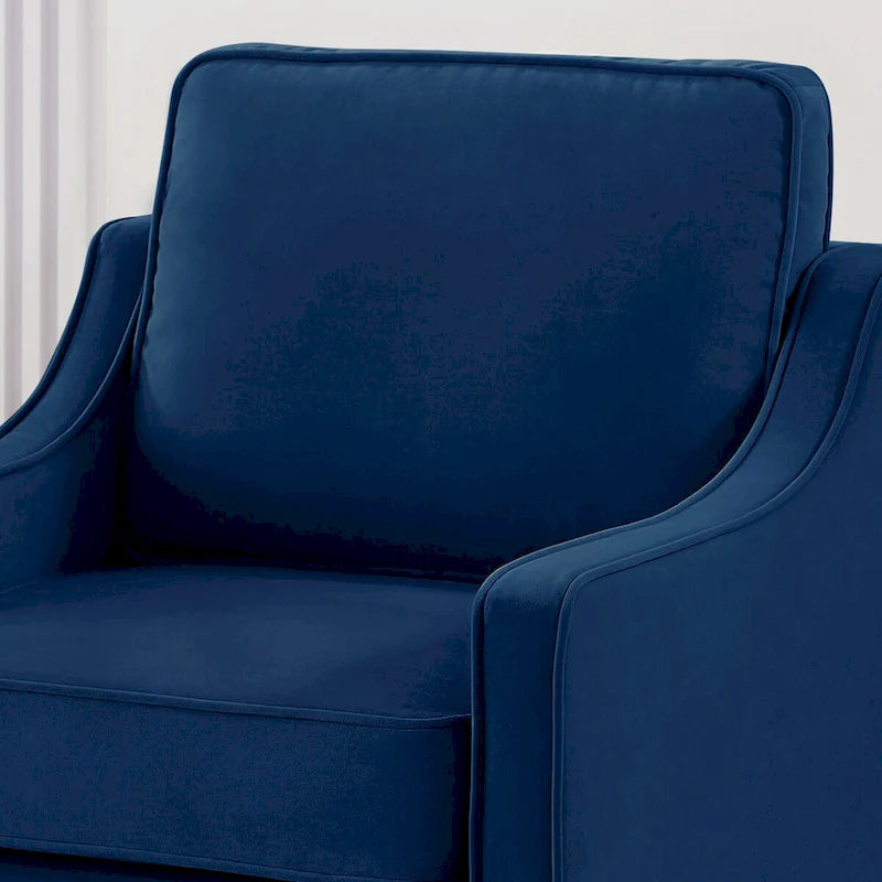 Poltrona d'Appoggio Rivestita in Velluto con Gambe in Legno