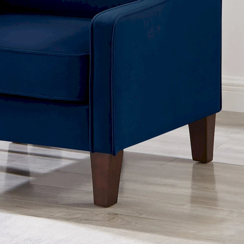 Poltrona d'Appoggio Rivestita in Velluto con Gambe in Legno