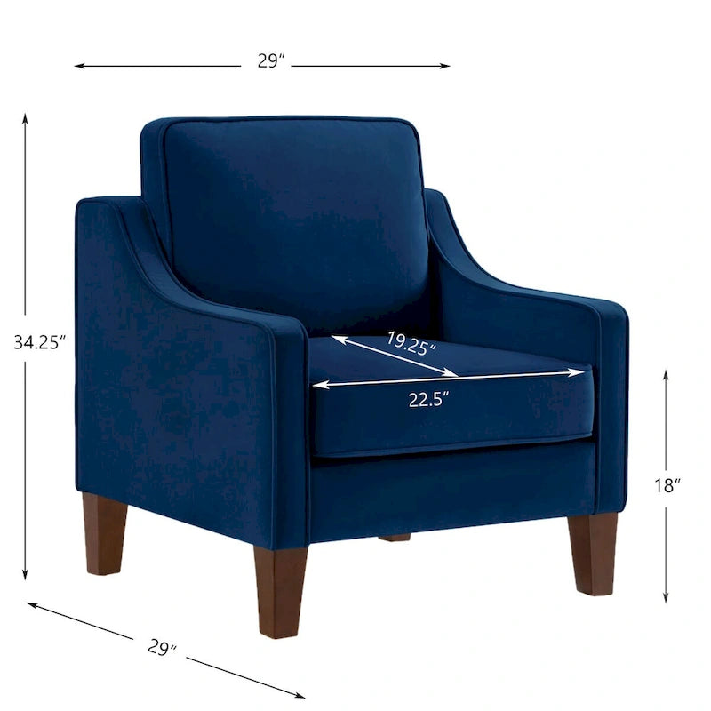 Poltrona d'Appoggio Rivestita in Velluto con Gambe in Legno