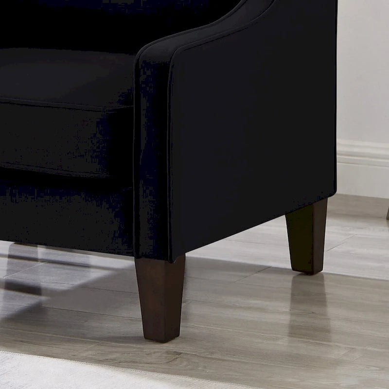 Poltrona d'Appoggio Rivestita in Velluto con Gambe in Legno