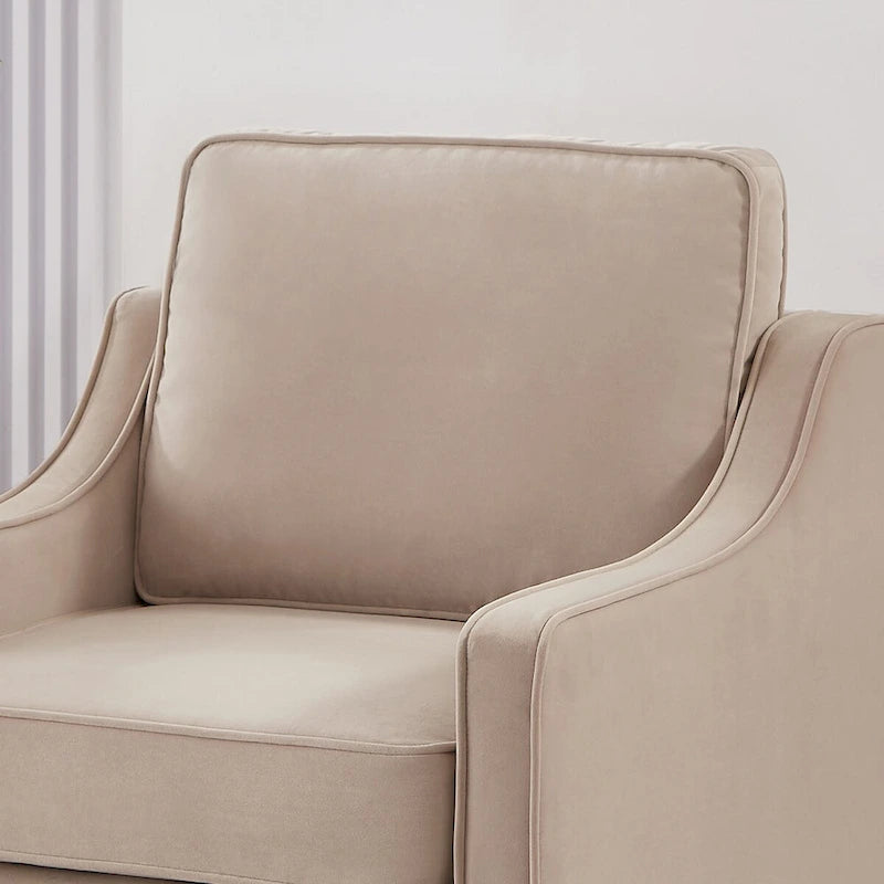 Poltrona d'Appoggio Rivestita in Velluto con Gambe in Legno