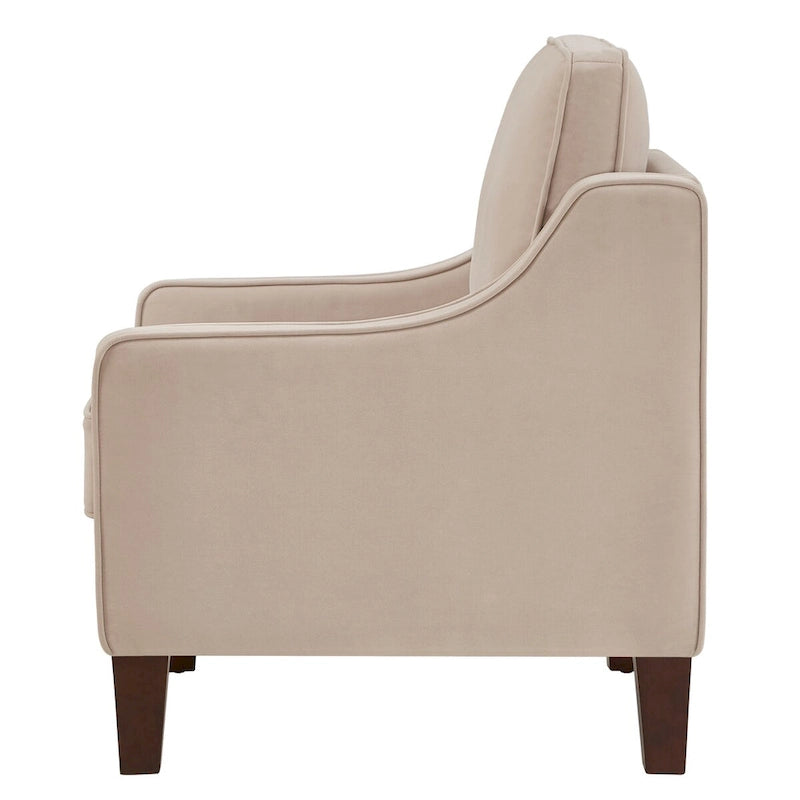 Poltrona d'Appoggio Rivestita in Velluto con Gambe in Legno