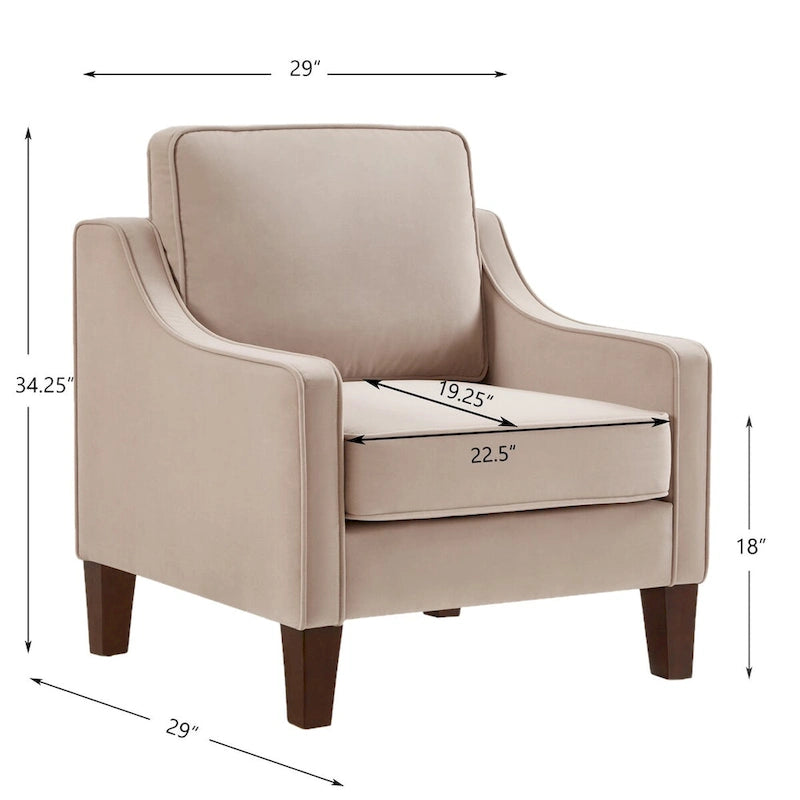 Poltrona d'Appoggio Rivestita in Velluto con Gambe in Legno