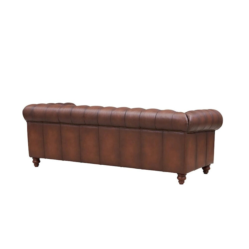 Divano e poltrona Chesterfield in pelle pieno fiore