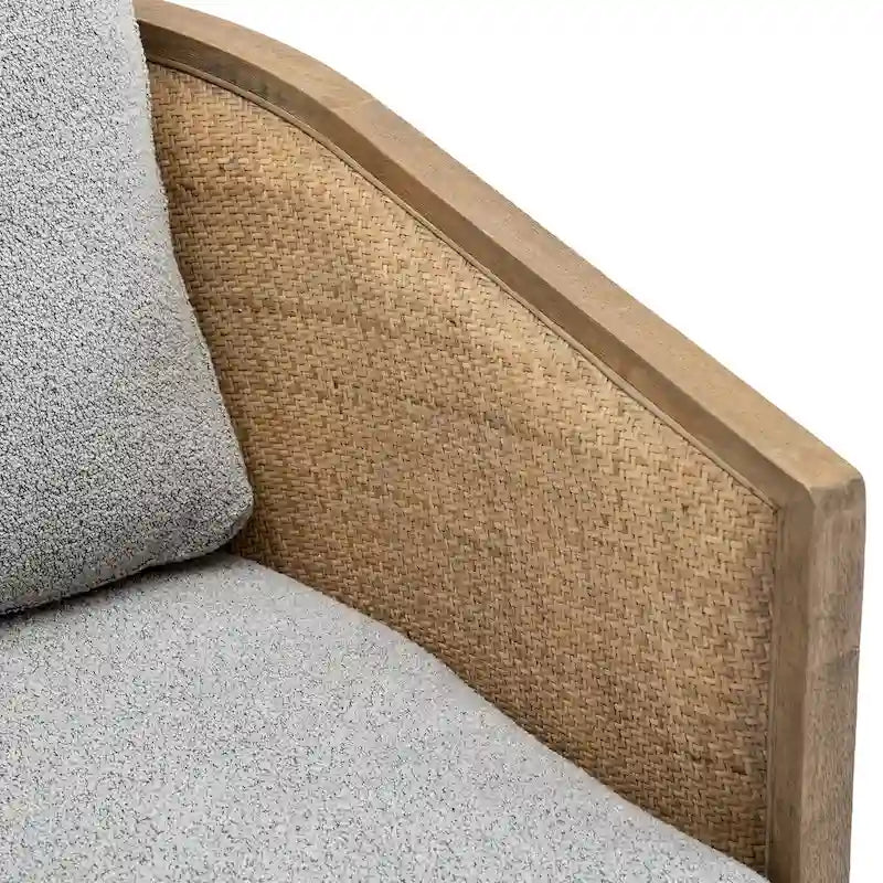 Poltrona Girevole con Botte e Design Rattan, Poltrona Singola Accento in Pelle, Poltrona Club con Cuscino, Poltrona Relax per Soggiorno